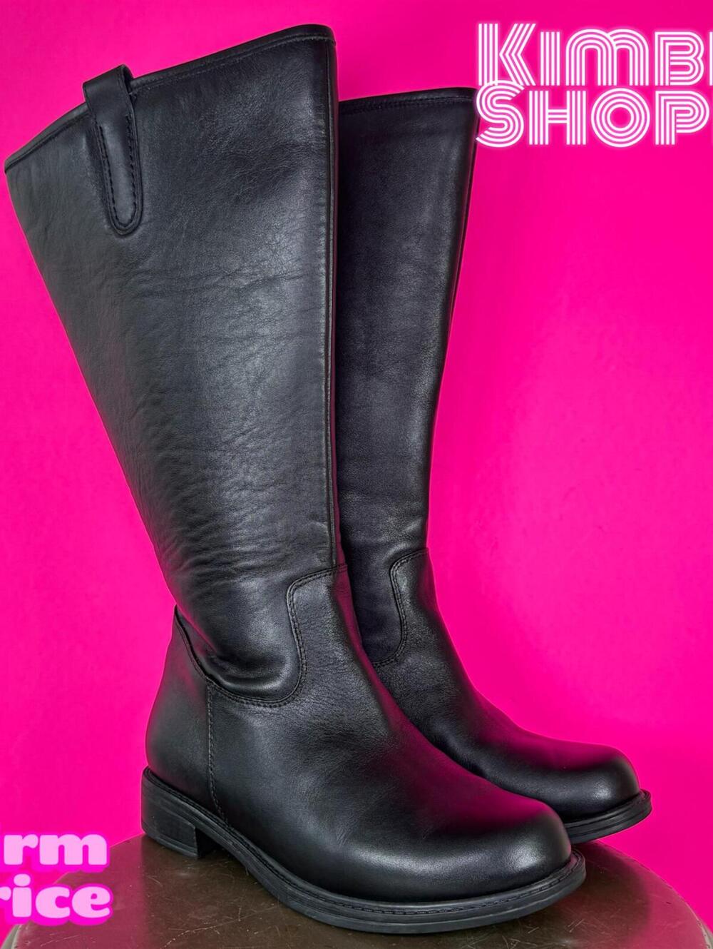 David Tate Veneto Black Leather Wide Calf Riding Boot US 6 Wide UK 4